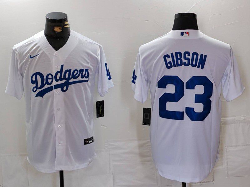 Men Los Angeles Dodgers #23 Gibson White Nike Game 2024 MLB Jersey style 1->los angeles dodgers->MLB Jersey